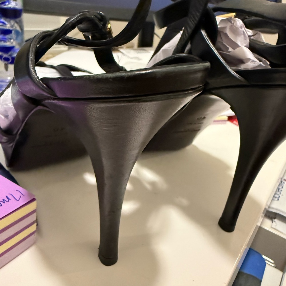 Saint Laurent Black Strappy Heels - Picture 9 of 12